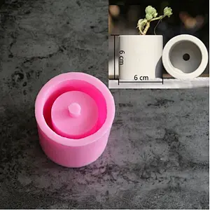Cylindrical concrete flower pots silicone mold with bottom hole breathable mould