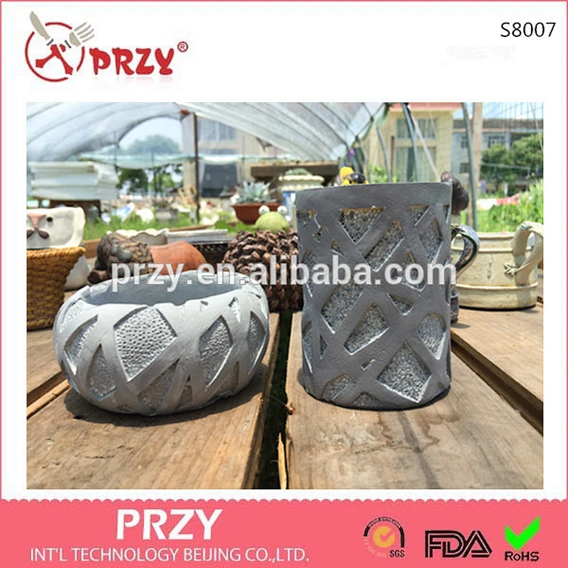 Alibaba hot sale mini cylinder Bird's Nest succulent plants use 3D silicone vase mold from PRZY
