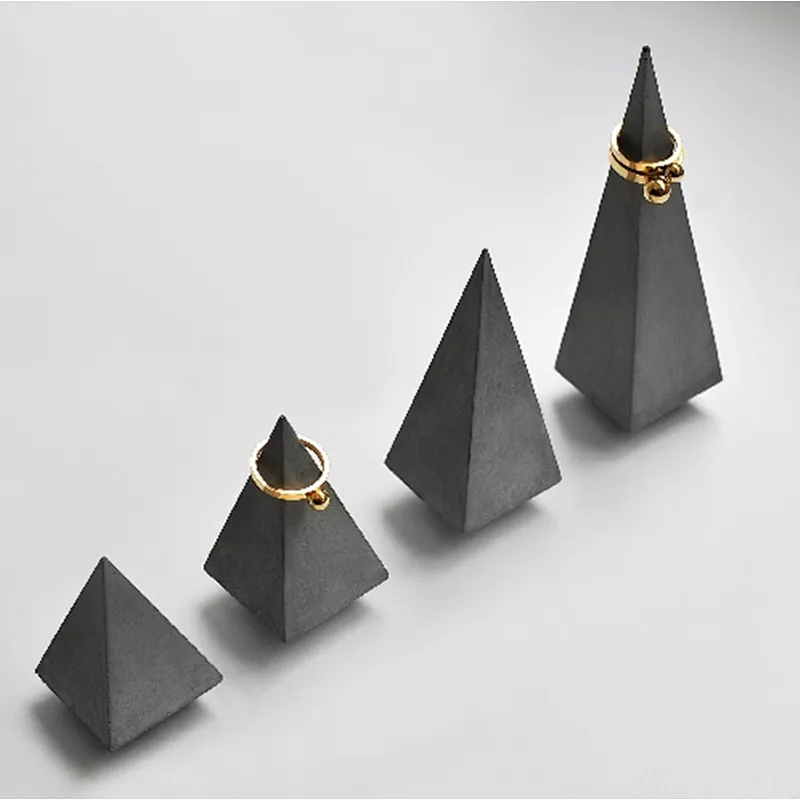 cement square cone holder Molds concrete jewelry display Mould decoration silicone molds