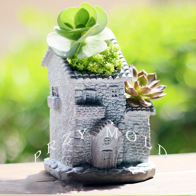S9072 silicone mold planter small Western-style building flower pots muti-meat pot molds 3d vase mold handmade mould