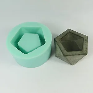 S9063 silicone concrete molds home decoration geometric pentagon mould candle holder mold candlestick multi - flower pots cement