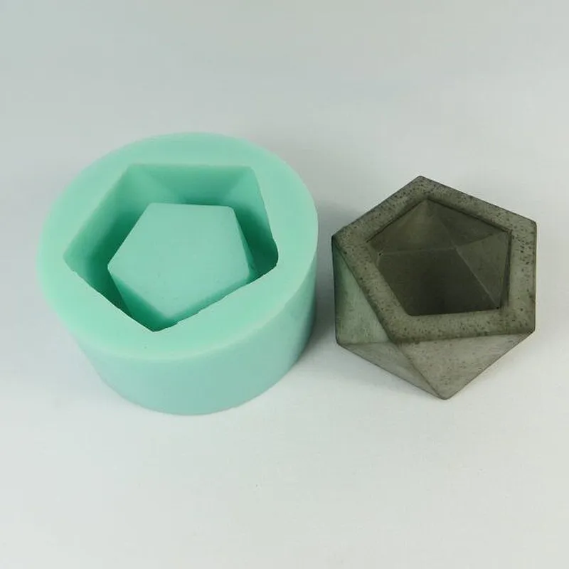 S9063 silicone concrete molds home decoration geometric pentagon mould candle holder mold candlestick multi - flower pots cement