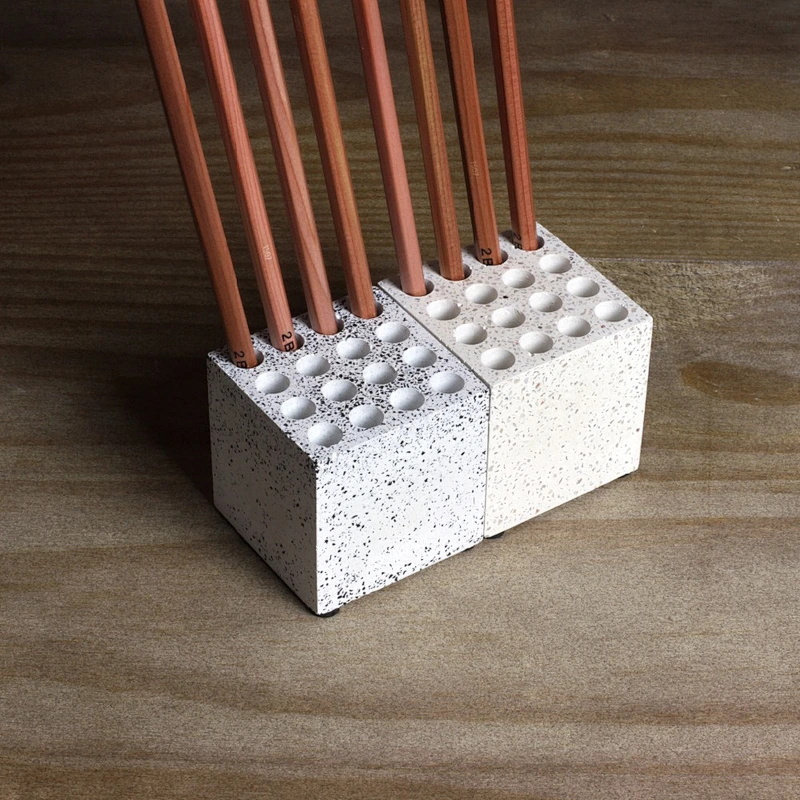 S9176 penholder concrete molds DIY desk decoration 16 cavities hole block molds