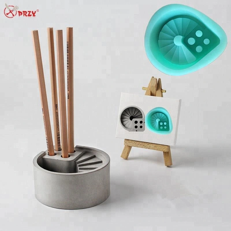 Creative Pen Holder mold cement desktop decorations mould Office concrete craft silicone forms