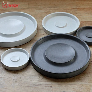 Retro Cement flower pot tray molds fruit dish forms silicone handmade office concrete decorations molds