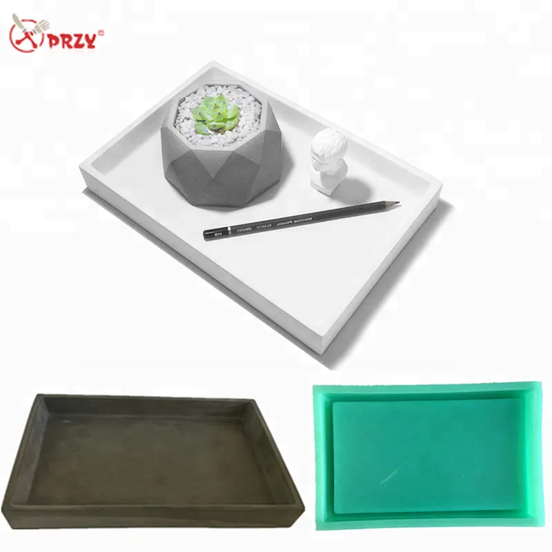 Home large rectangle Cement bathroom tray molds Silicone Concrete Candle Fruit Plate silicone mold