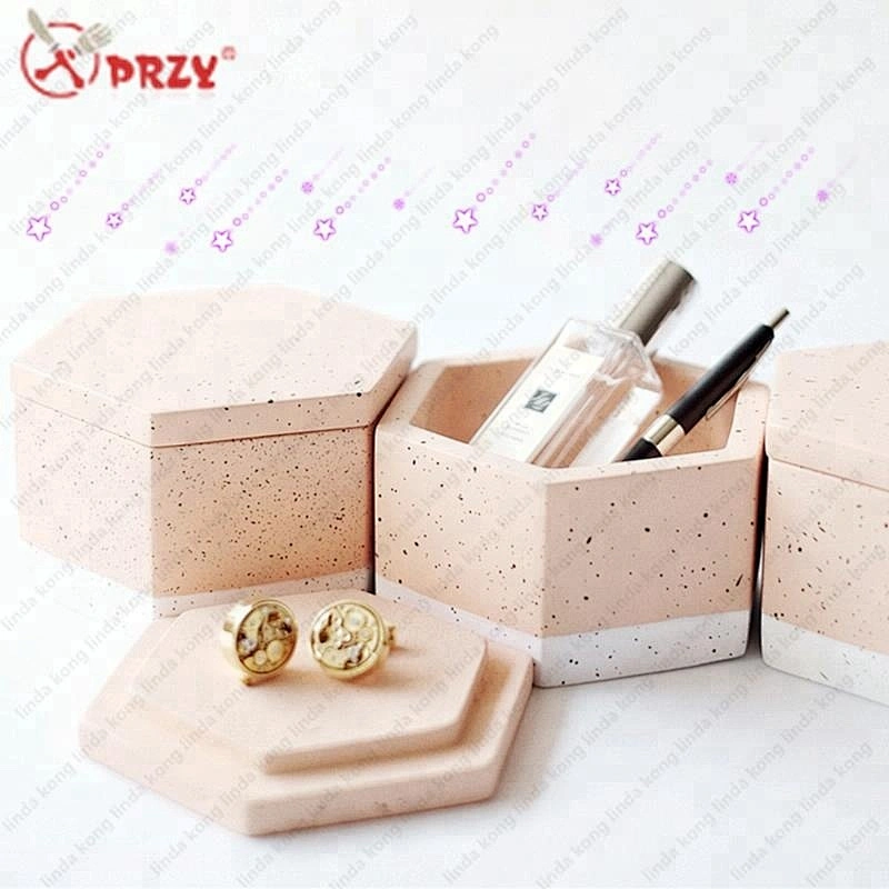 Original Silicone cement storage pot mold Nordic hexagonal pen holder Home decoration Molds