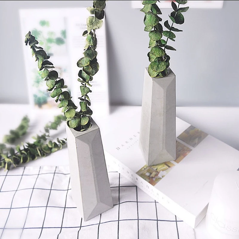 home decoration slim high flower vase concrete flower pot silicone mold