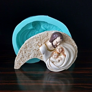 Catholic Holy Family Three Infant Virgin Mary Sleeping Angels Christmas Soap Silicone Mold for Church Gifts Characters