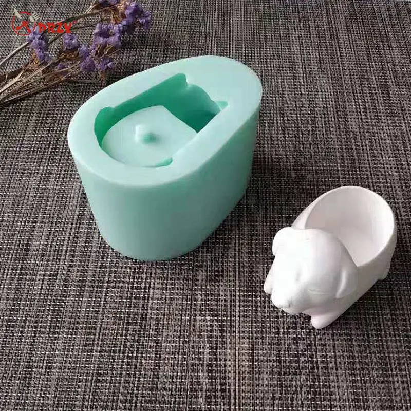 Dog shape flower pot plants silicone cement concrete molds