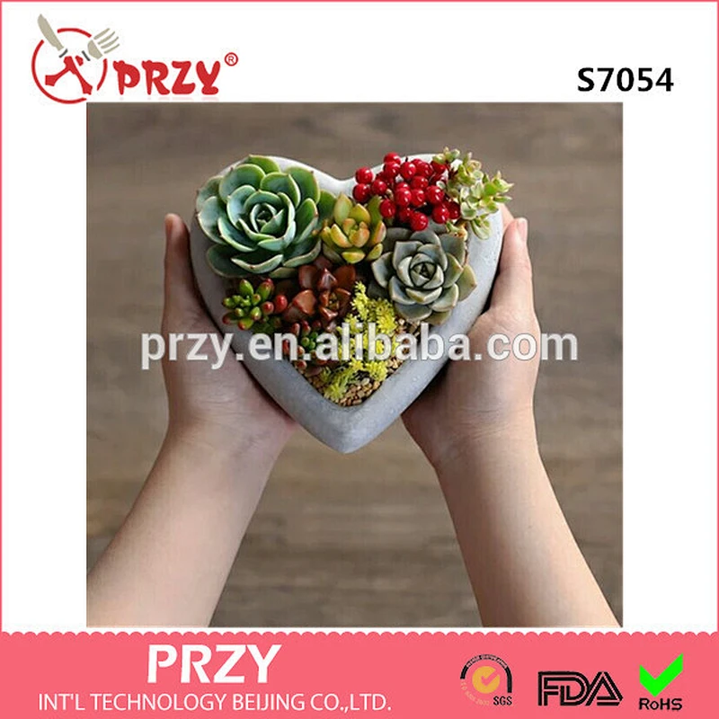 S7054 Heart shape flower pot Silicone concrete Clay mould concrete planter mold