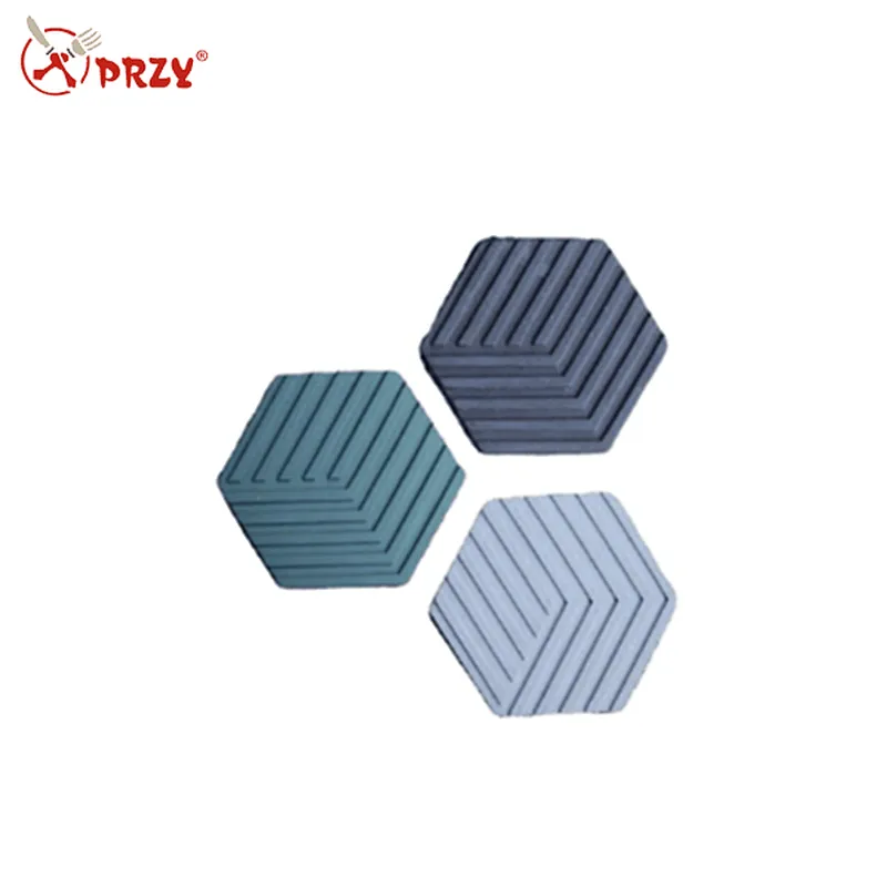 Hexagonal Stripe Cement Concrete Coaster Cup Tray Silicone Mold