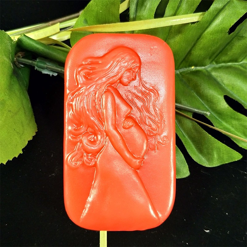 Handmade Custom 3D Pregnant Mother Shaped Long Hair Rectangle Craft Silicone Soap Mold DIY for Mother's Day Gift Soap