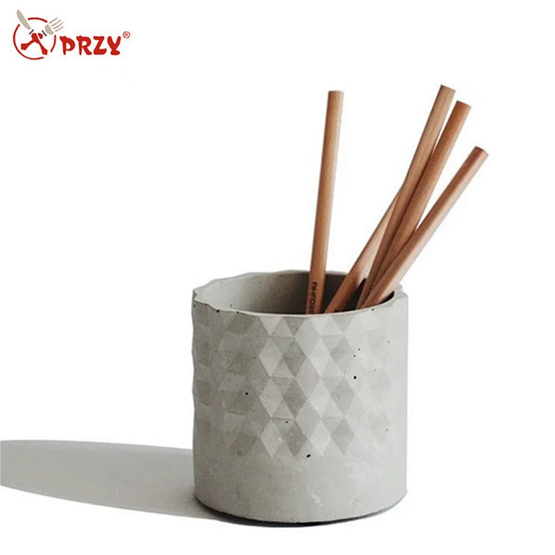 Cement silicone mold for round triangle texture pen holder