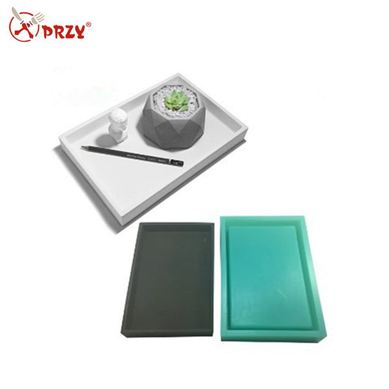 Rectangular cement tray home decoration silicone mold
