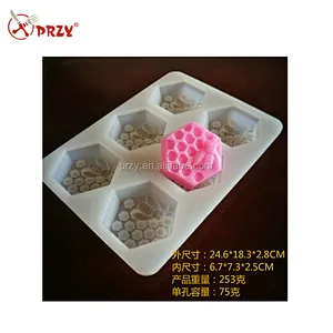 6 Holes Honeycomb Bee Hive Silicone Tray Soap Making Mold with Food Grade Material