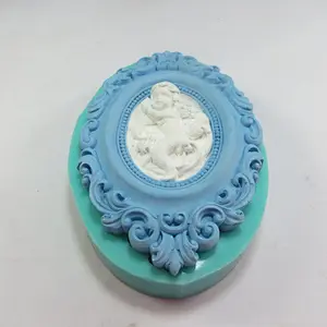 TS0002 embossed angel oval shape silicone mold for fondant cake decoration