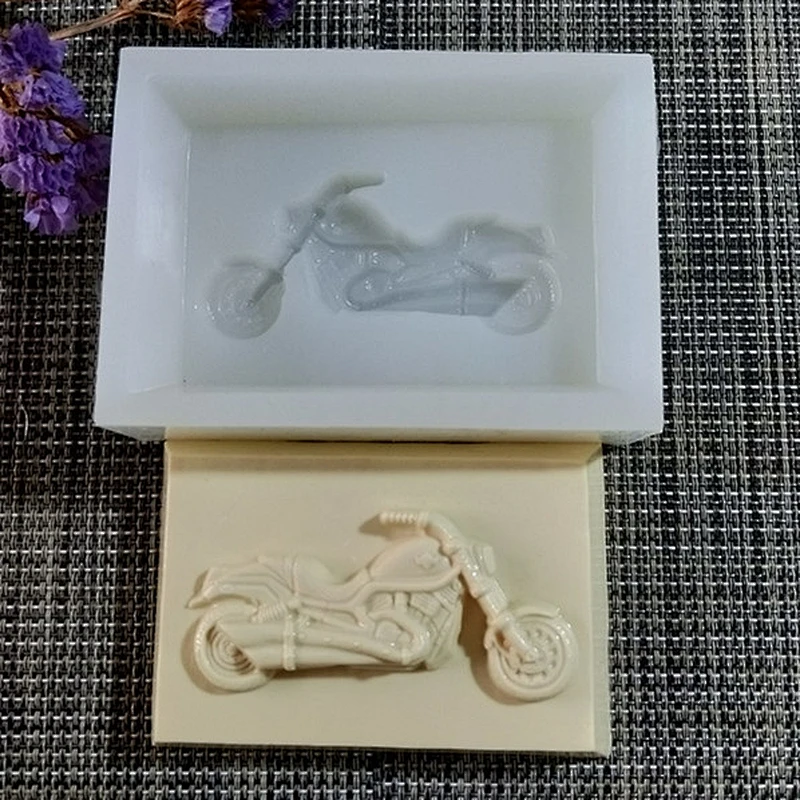 Rectangular motorcycle pattern silicone soap mold