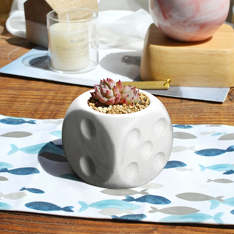 Dice shape silicone cement flower pot mould