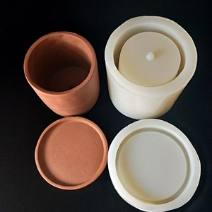 Cylindrical Silicone Mould for Cement Green Plant Flower Pot with Tray