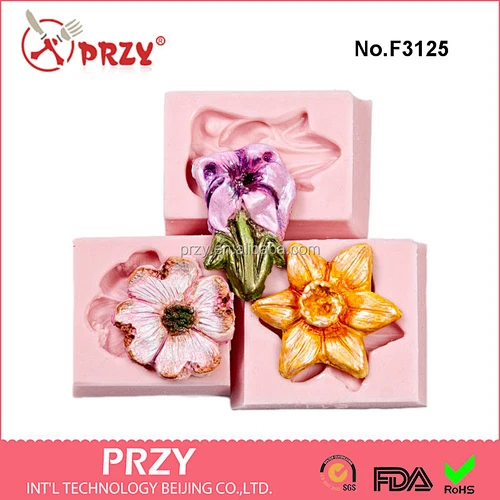 F3125 Mold set Daffodill, Dogwood and Lily Silicone Mold for Jewelry, Crafts, Scrapbooking