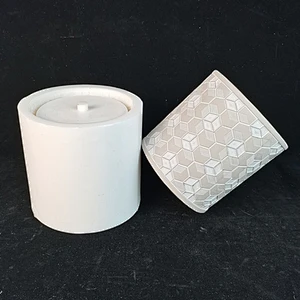 Cylindrical cement flower pot with geometric pattern silicone mold