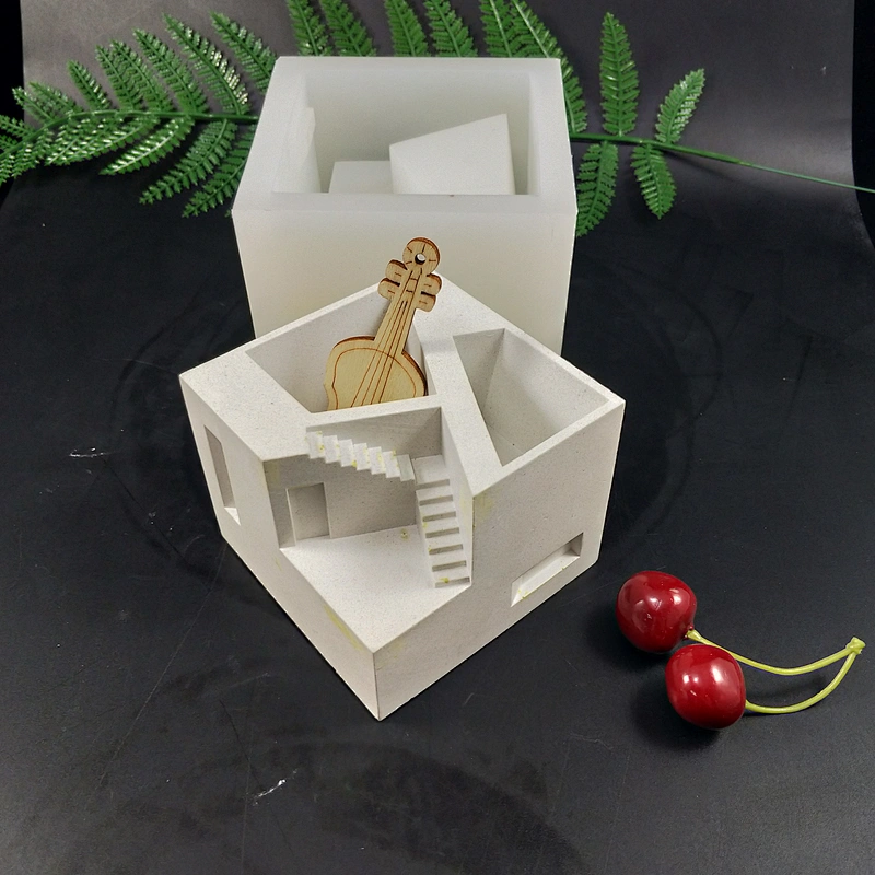 Staircase cement pen holder ladder series silicone mold