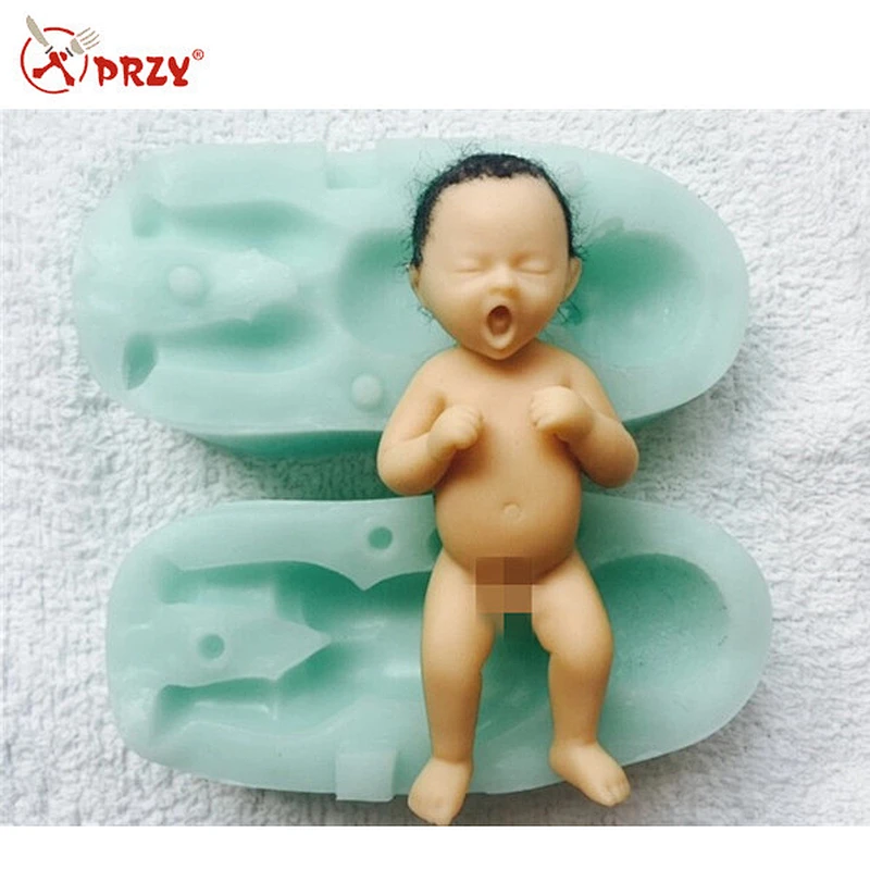 High quality cake decorating 3D silicone baby mold for fondant
