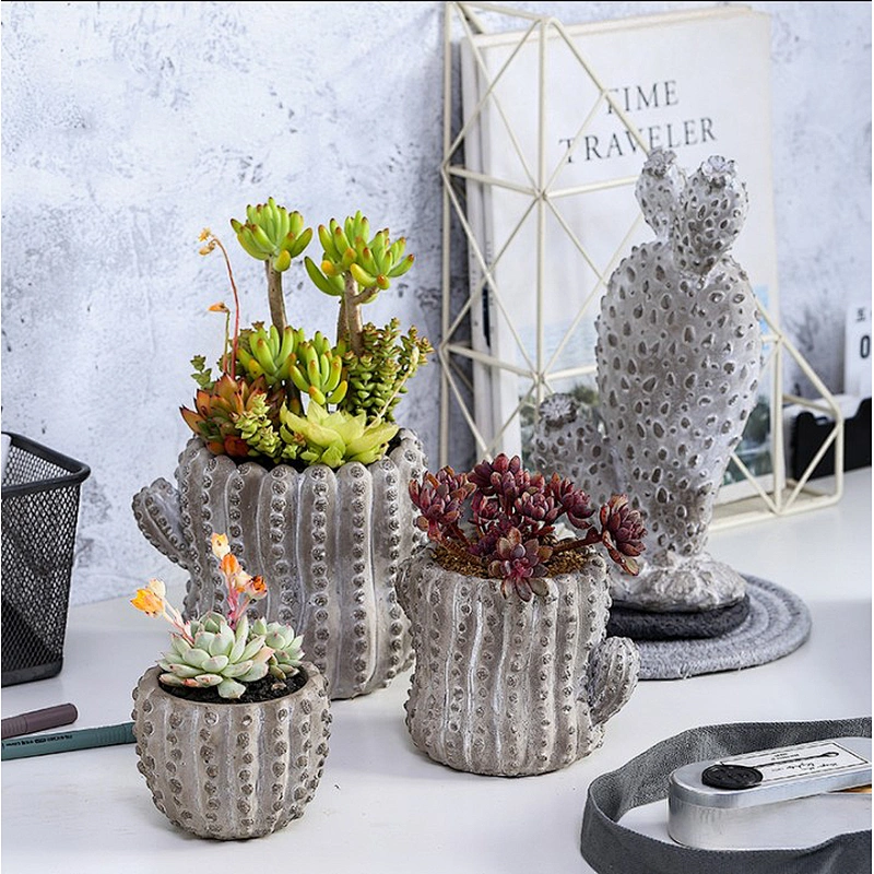 Creative Cactus Series Cement Pot Green Plant Succulents Flower Concrete Pot Silicone Mold