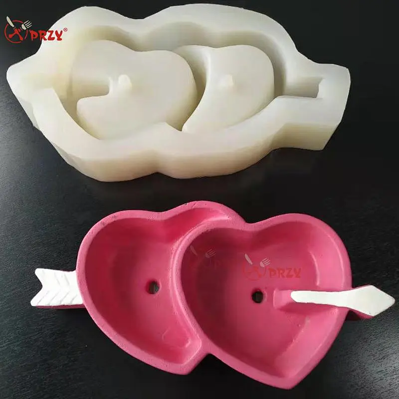 Heart to heart Creative landscape flower pot concrete cement silicone mold