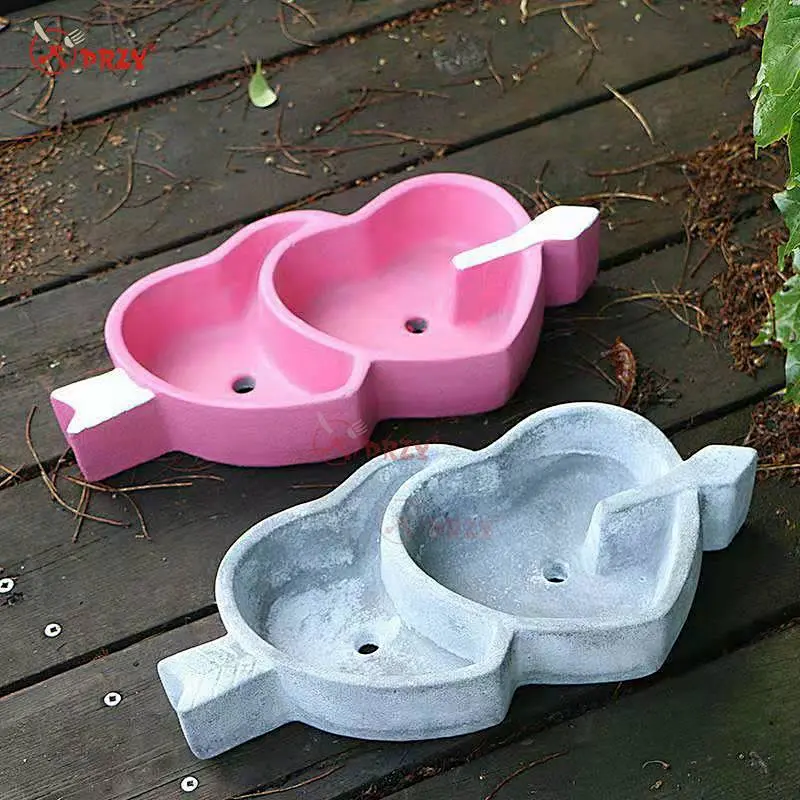 Heart to heart Creative landscape flower pot concrete cement silicone mold