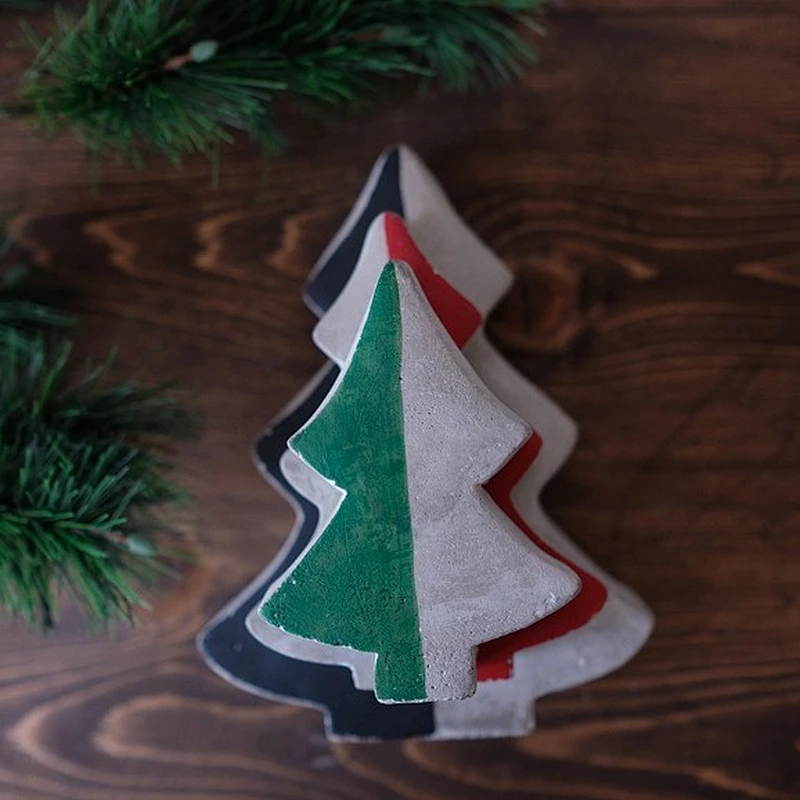 Nordic art home Vintage industrial wind loft old cement Christmas tree decoration concrete silicone mold