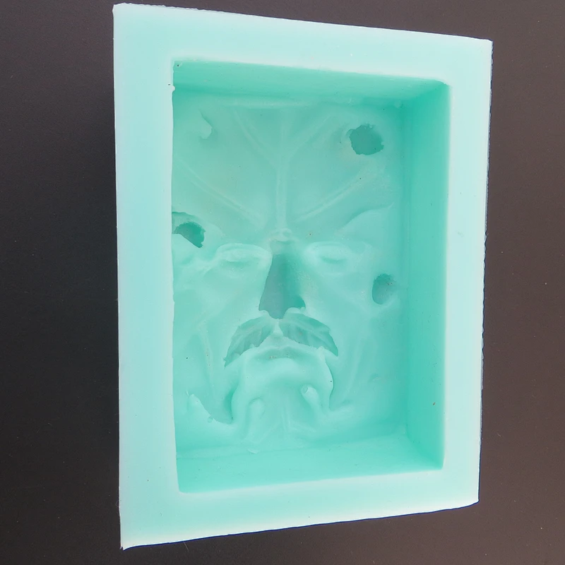 QT0098 Support custom handmade creative soap bearded leaves man rectangular soap silicone mold