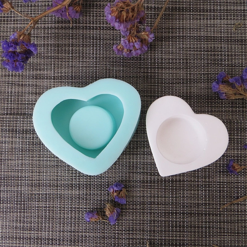 Diy Aroma Cement Concrete Heart-Shaped Candle Cup Candlestick Decoration Silicone Mold
