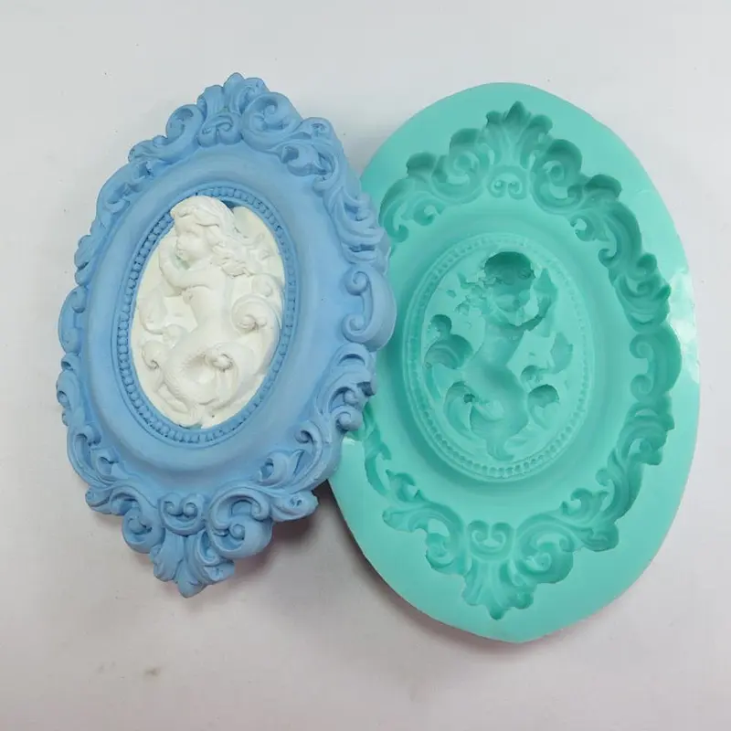 TS0002 embossed angel oval shape silicone mold for fondant cake decoration