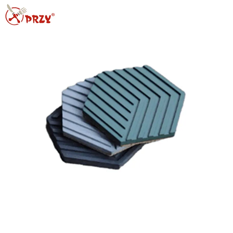 Hexagonal Stripe Cement Concrete Coaster Cup Tray Silicone Mold