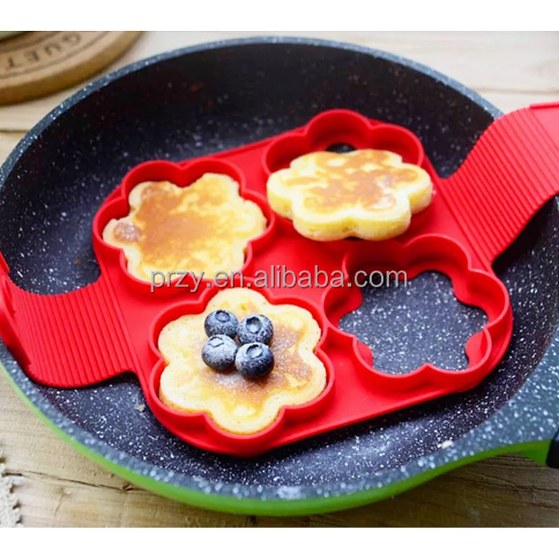 Cake Tool Flippin Fantastic Egg fryer Pancakes Heat Resistant 4 Cavity Flower Shape Silicone Pancake Mold