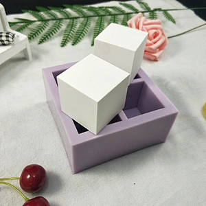4 cavity square shape silicone mold foor soap making