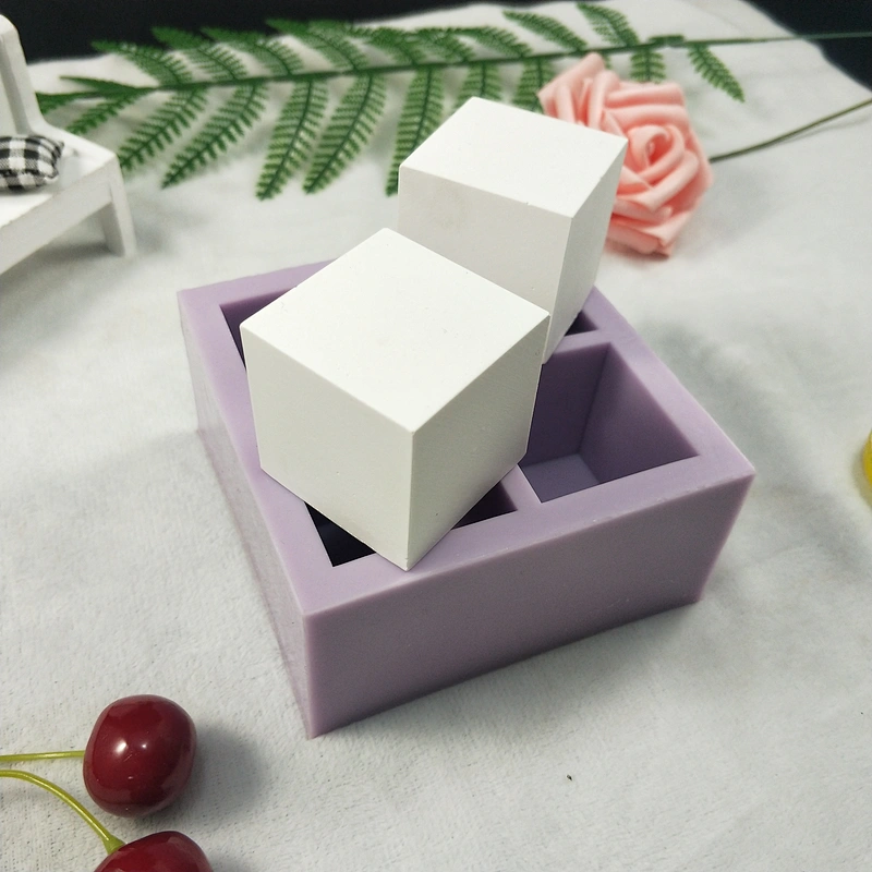 4 cavity square shape silicone mold foor soap making