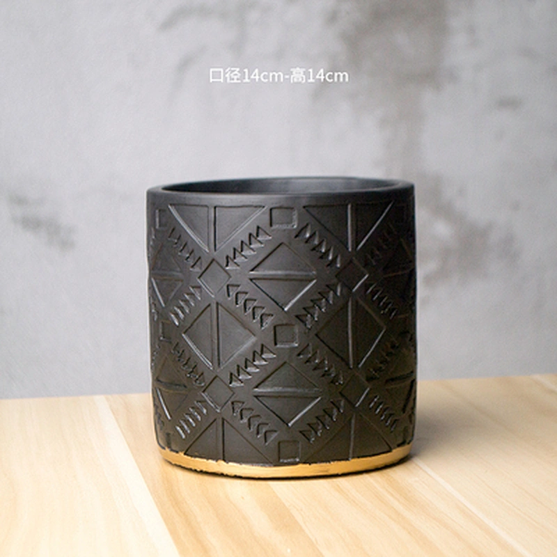 Round Cement Flower Pot Mould, Creative Potted Green Plant silicone mold