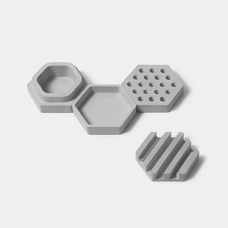 Honeycomb desktop simple decoration cement storage silicone mold
