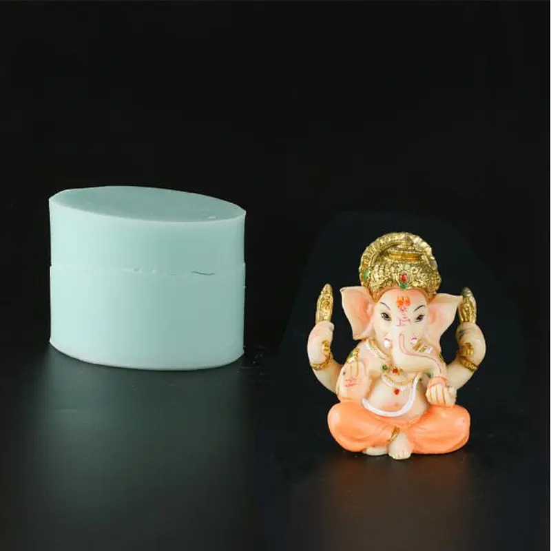 QT0082 Indian god Elephant trunk God resin clay silicone soap mold candle mould