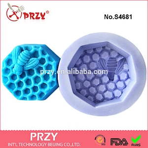 S4681 customized Bee Honeycomb shape GOOD Silicone handmade Soap Molds