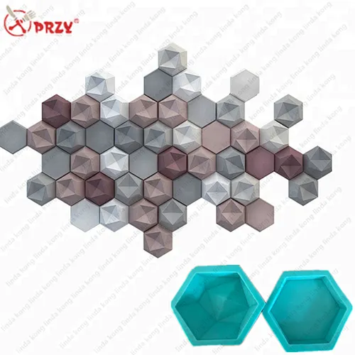 2018 new Cement decorated wall brick Molds silicone 3D hexagonal conccrete stone brick decorations mold