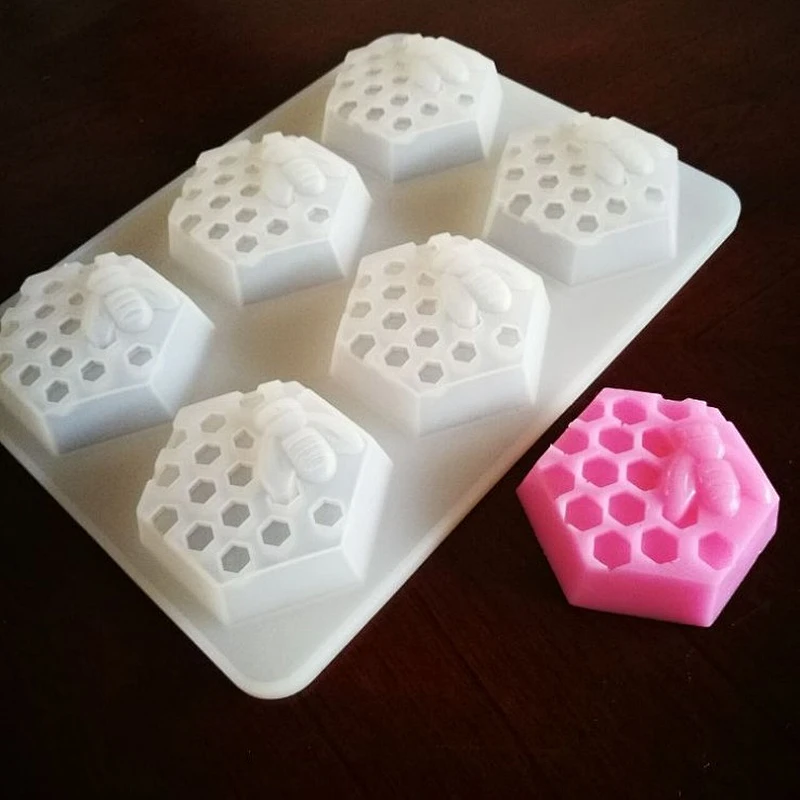 6 Holes Honeycomb Bee Hive Silicone Tray Soap Making Mold with Food Grade Material