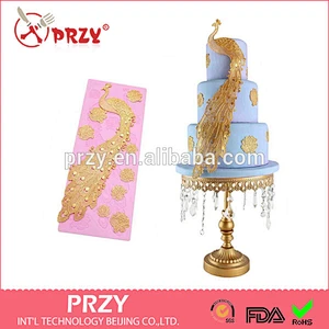 2016 peacock lace silicone mould wedding cake decoration mold