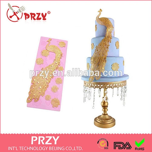 2016 peacock lace silicone mould wedding cake decoration mold