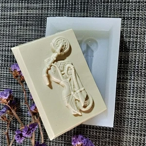 Rectangular motorcycle pattern silicone soap mold