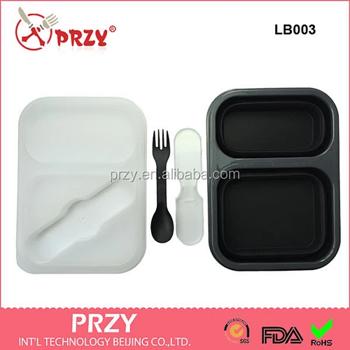LB003 GOOD Food Grade Easy Carry Silicone Kitchen Foldable Lunch Box silicone