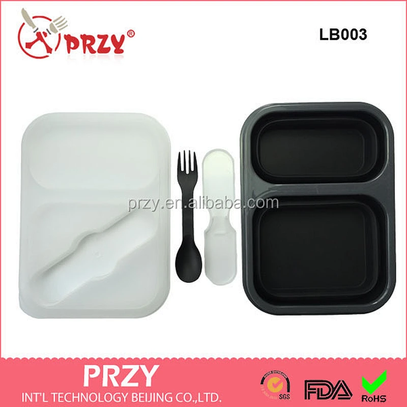 LB003 GOOD Food Grade Easy Carry Silicone Kitchen Foldable Lunch Box silicone